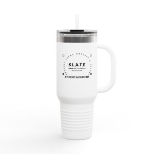 40oz Insulated Travel Mug — Slate Entertainment Logo Tumbler with Straw and Handle