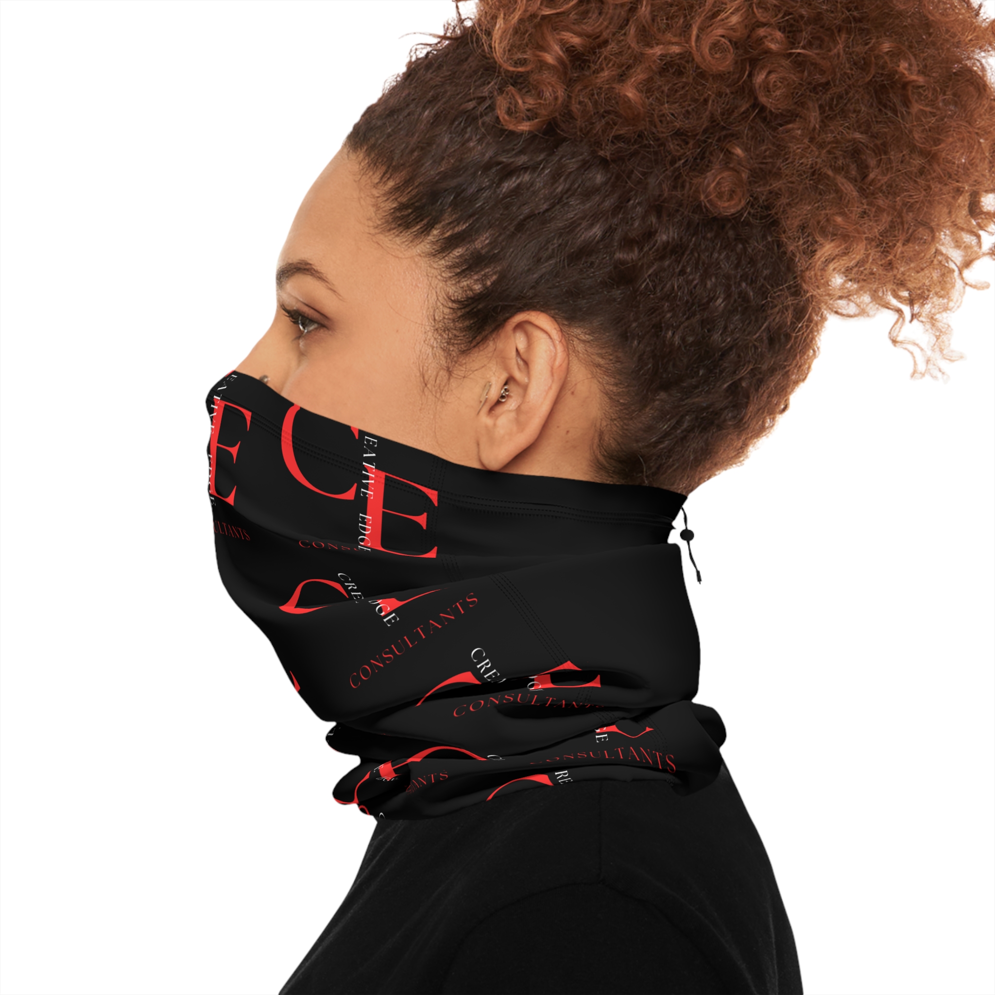 Creative Edge Consultants Black Winter Neck Gaiter — Drawstring Face Scarf - Image 6